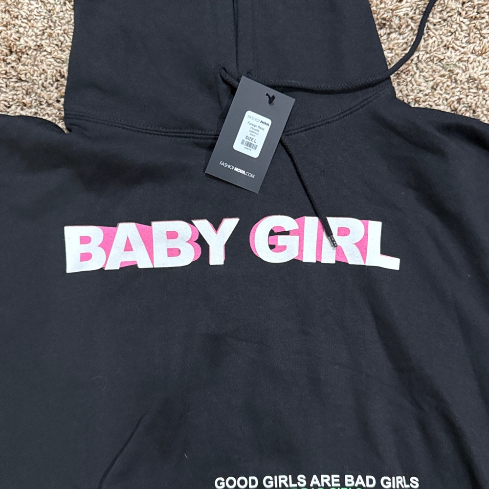 Fashion Nova Black Hoodie with Pink Accents - Picture 4 of 6